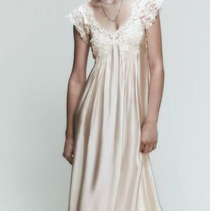 Elegant Cream Lace Nightgown
